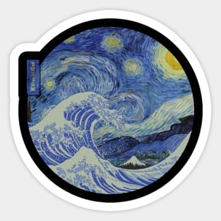 Great wave with Starry night Sticker